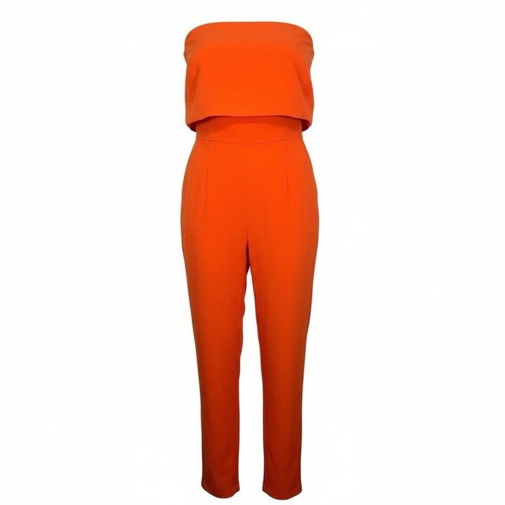 Lavish Alice Jumpsuit 14 US 10 Orange Strapless Bandeau Tapered Leg Quiet Luxury
